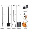 Indoor/Outdoor Heavy Duty Steel Firewood Storage w/ Kindling Holders, Shovel