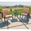 3-Piece Outdoor Patio Furniture Table Rocking Chairs Set with Cushions
