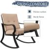 3-Piece Outdoor Patio Furniture Table Rocking Chairs Set with Cushions