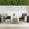 3-Piece Grey PE Wicker Outdoor Patio Furniture Dining Set with enterCushions