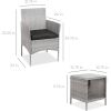 3-Piece Grey PE Wicker Outdoor Patio Furniture Dining Set with enterCushions