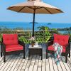 3-Piece Brown PE Rattan Outdoor Dining Patio Furniture Set with Cushions