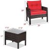 3-Piece Brown PE Rattan Outdoor Dining Patio Furniture Set with Cushions